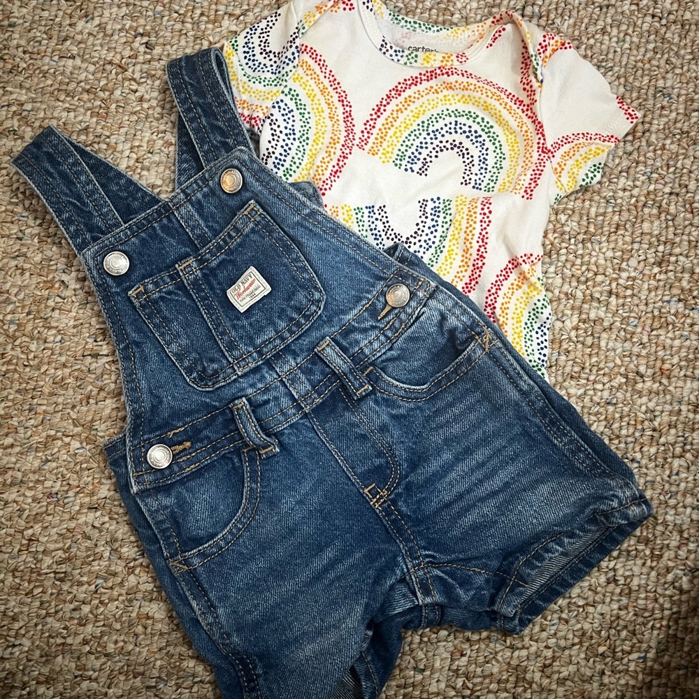 Denim Overalls for baby 3-6 with pride top